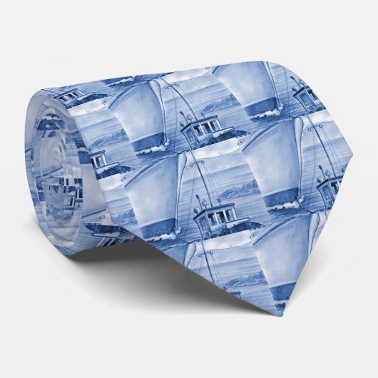 Tug-boot Towing Cruise Ship in Blue Stropdas (Opgerold)