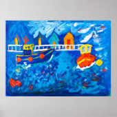 Tug boten op zee acrylschilderij van Kay Gale Poster (Voorkant)