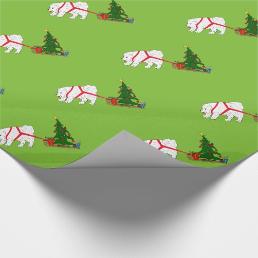 Tug de Samoyed die kerstboom aan het trekken is Cadeaupapier (Hoek)