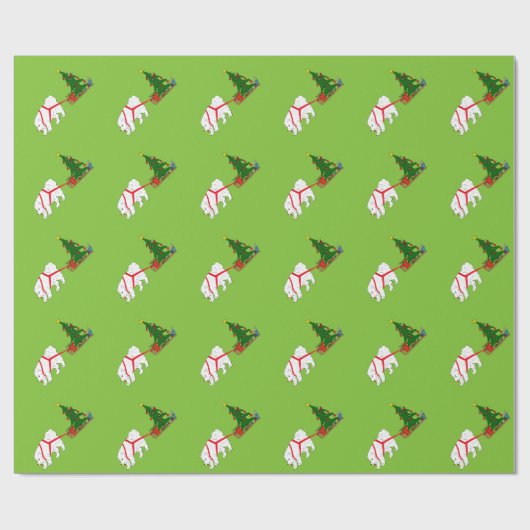 Tug de Samoyed die kerstboom aan het trekken is Cadeaupapier (Vlak)