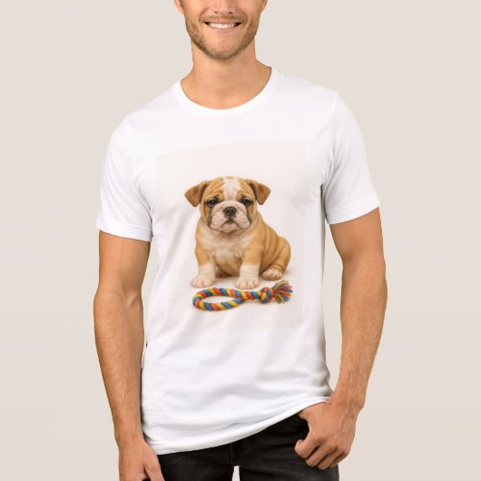 Tug Life - Bulldog Pup met houding Tri-Blend Shirt (Voorkant)