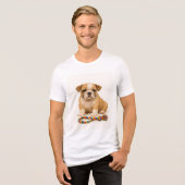 Tug Life - Bulldog Pup met houding Tri-Blend Shirt (Voorkant volledig)