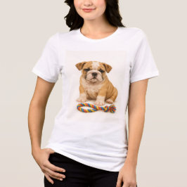 Tug Life - Bulldog Pup met houding Tri-Blend Shirt