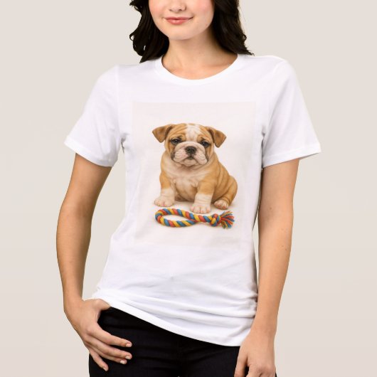 Tug Life - Bulldog Pup met houding Tri-Blend Shirt (Voorkant)