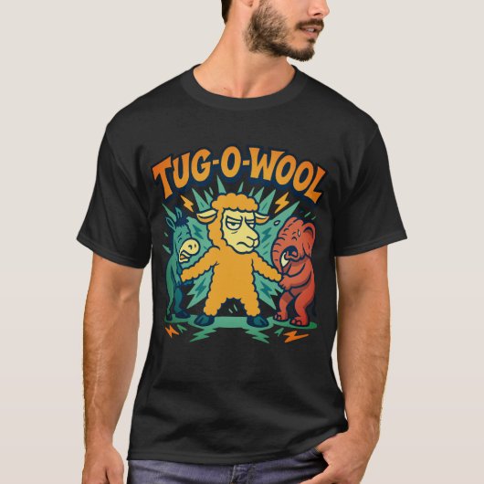 Tug-O-Wool Politiek Schaap Grappig T-shirt (Voorkant)