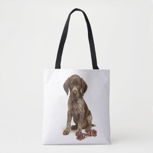 Tug of Whimsy – Duitse Kortharige Pointer Puppy Tote Bag (Voorkant)