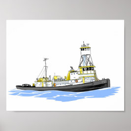 Tug Olive L. Meer met eerste verhoogde proeftoren Poster