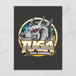 TUGA Wolf Gaming Logo Esports Stijl Briefkaart