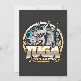 TUGA Wolf Gaming Logo Esports Stijl Feestdagenkaart