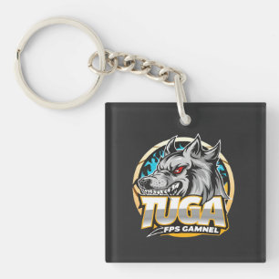 TUGA Wolf Gaming Logo Esports Stijl Sleutelhanger