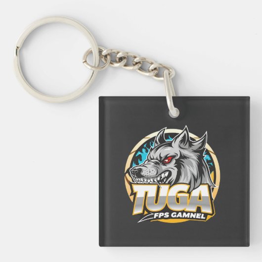 TUGA Wolf Gaming Logo Esports Stijl Sleutelhanger (voorkant)