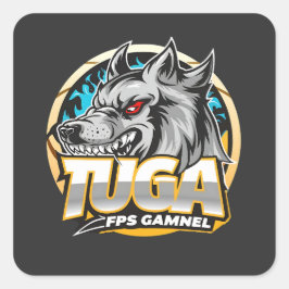 TUGA Wolf Gaming Logo Esports Stijl Vierkante Sticker