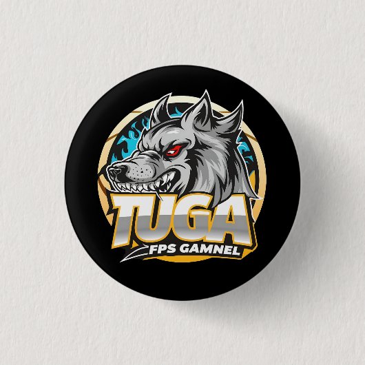 TUGA Wolf Gaming Logo Esports Style Ronde Button 3,2 Cm (Voorkant)