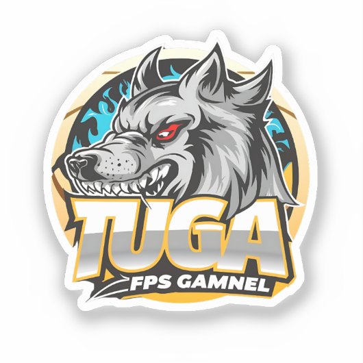 TUGA Wolf Gaming Logo Esports Style Sticker (Voorkant)