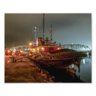 Tugboat at Night door County Photography Print Foto Afdruk
