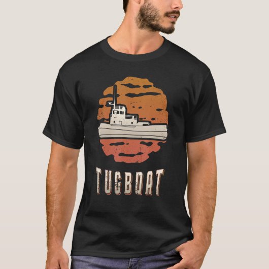 Tugboat  Retro Classic Sunset T-shirt (Voorkant)