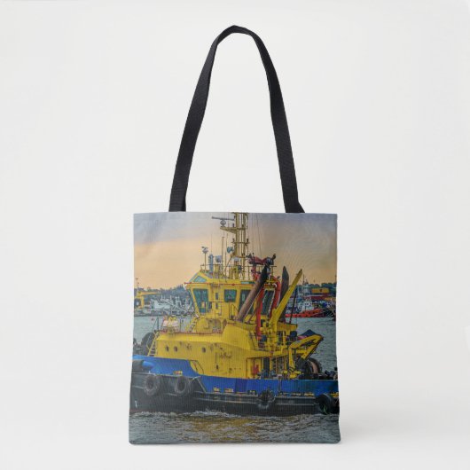 Tugboat sailing at river, montevideo, uruguay tote bag (Voorkant)