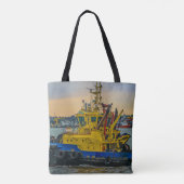 Tugboat sailing at river, montevideo, uruguay tote bag (Achterkant)