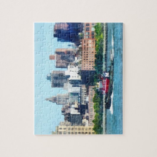Tugboot Against Manhattan Skyline Legpuzzel (Verticaal)