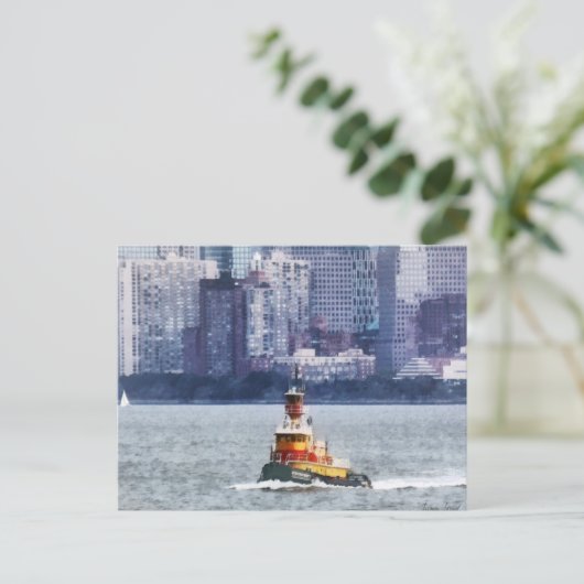 Tugboot door Manhattan Skyline Briefkaart (Staand voorkant)