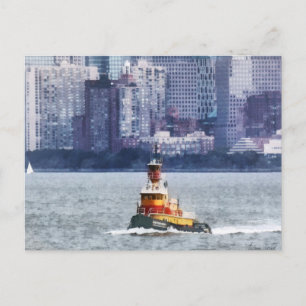 Tugboot door Manhattan Skyline Briefkaart