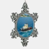 Tugboot in Nassau Tin Sneeuwvlok Ornament (Links)
