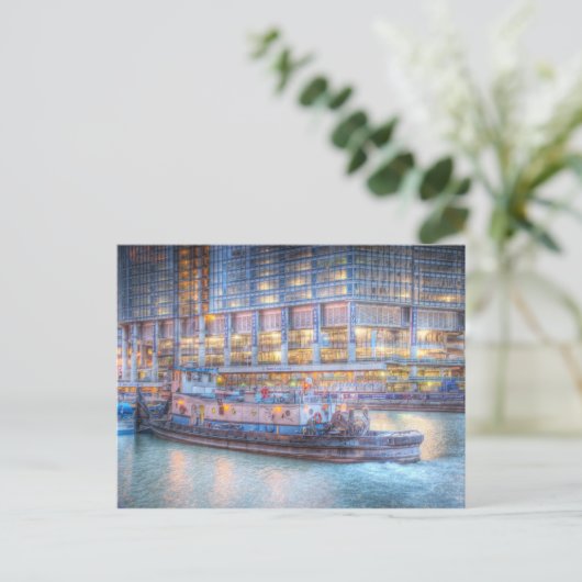 Tugboot op Chicago Briefkaart (Staand voorkant)
