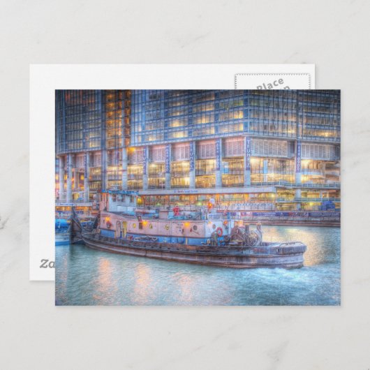 Tugboot op Chicago Briefkaart (Voorkant / Achterkant)