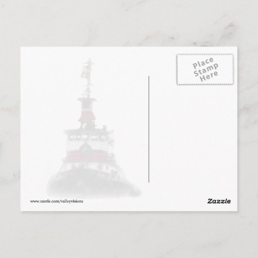 Tugboot op een mousserende rivier briefkaart (Achterkant)
