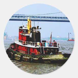 Tugboot op Penn's Land Philadelphia, PA Ronde Sticker