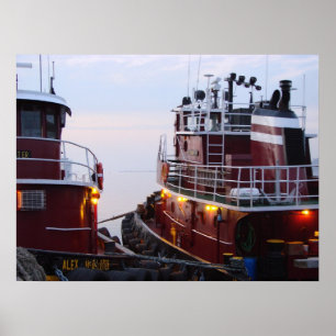 Tugs in de haven van poster