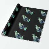 Tui & Kowhai Bloemen Paua Seashell Inlay Cadeaupapier (Uitgerold)