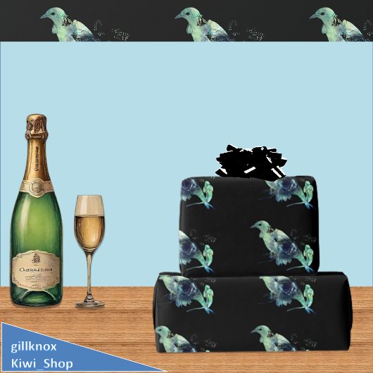 Tui & Kowhai Bloemen Paua Seashell Inlay Cadeaupapier