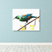 Tui op Geel Vlas origineel aquarel ontwerp Canvas Afdruk (Insitu (Houten vloer))