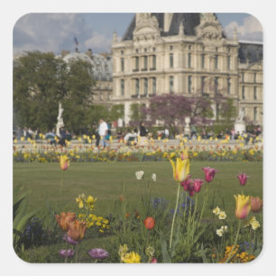 Tuilerieën tuin, Louvre, Parijs, Frankrijk Vierkante Sticker