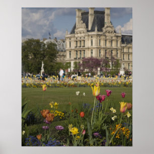 Tuileries Garden, Louvre, Parijs, Frankrijk Poster