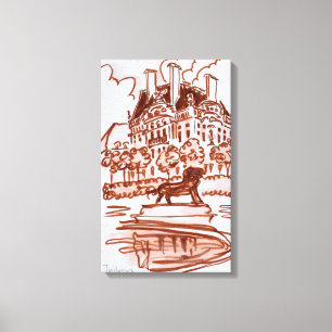 Tuileries Garden van het Louvre   Parijs, Frankrij Canvas Afdruk