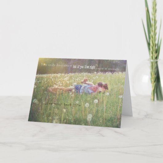 TUIMELEN IN HET GRAS WENSKAART BEDANKKAART (Voorkant)