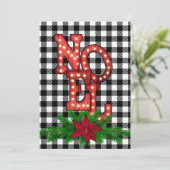 Tuimelende Noel op Kerstkaart met Buffalo Plaid (Staand voorkant)
