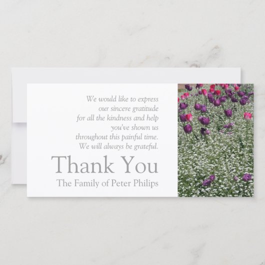 Tuin 1 Tulpen Sympathie Dank u Foto Kaart 2 (Voorkant)