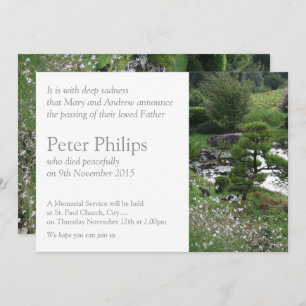 Tuin 3 met Katten Memorial Begrafenisaankondiging Kaart