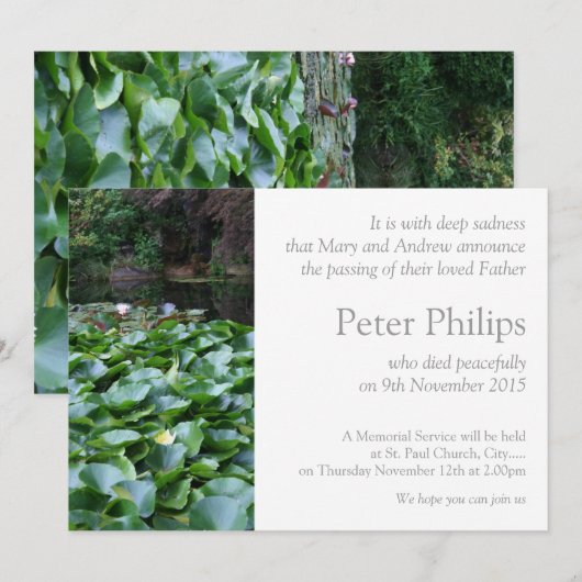 Tuin 5 Lotus Uitvaart Aankondiging (Voorkant / Achterkant)
