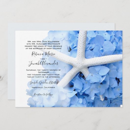 Tuin aan zee ouders namen kust bruiloft kaart (Voorkant / Achterkant)