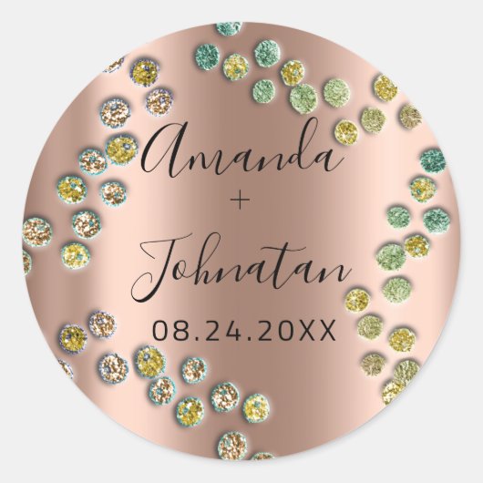 Tuin Abstracte Stippen Naam Datum Zwarte Roos  Ronde Sticker (Voorkant)