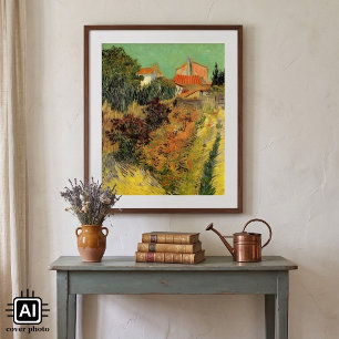 Tuin achter een huis door Vincent van Gogh Poster