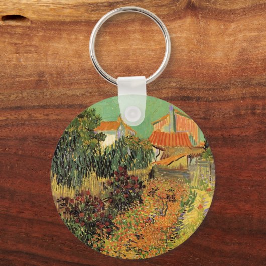 Tuin achter een huis door Vincent van Gogh Sleutelhanger (Achterkant)