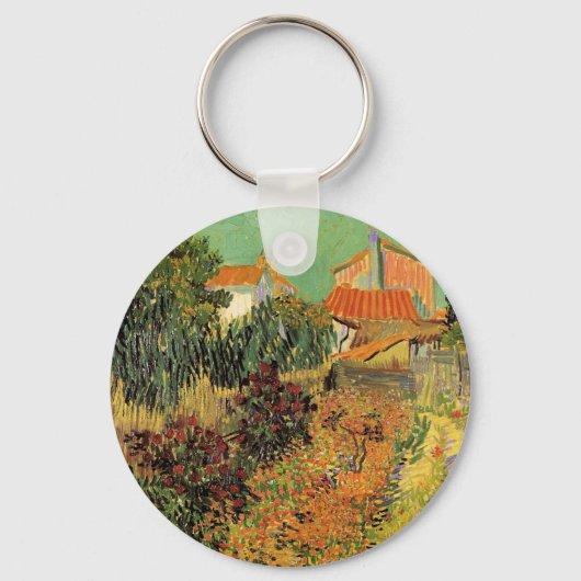 Tuin achter een huis door Vincent van Gogh Sleutelhanger (Achterkant)