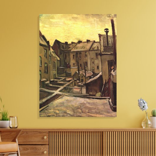 Tuin achterhuizen van Vincent van Gogh Canvas Afdruk (Insitu (Woonkamer))