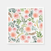 Tuin- Aquarel Roos en Blad Patroon  Servet (Voorkant)