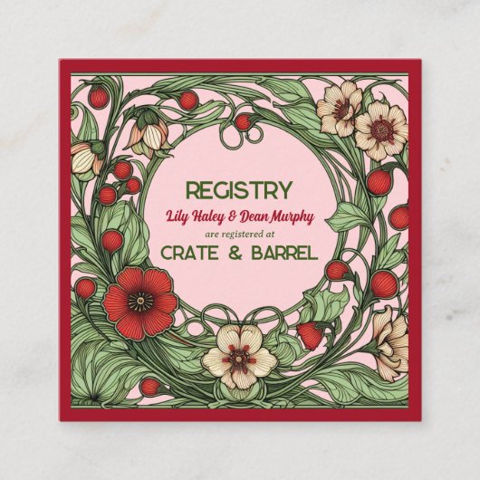 tuin art nouveau bruiloft informatiekaartje (Voorkant)